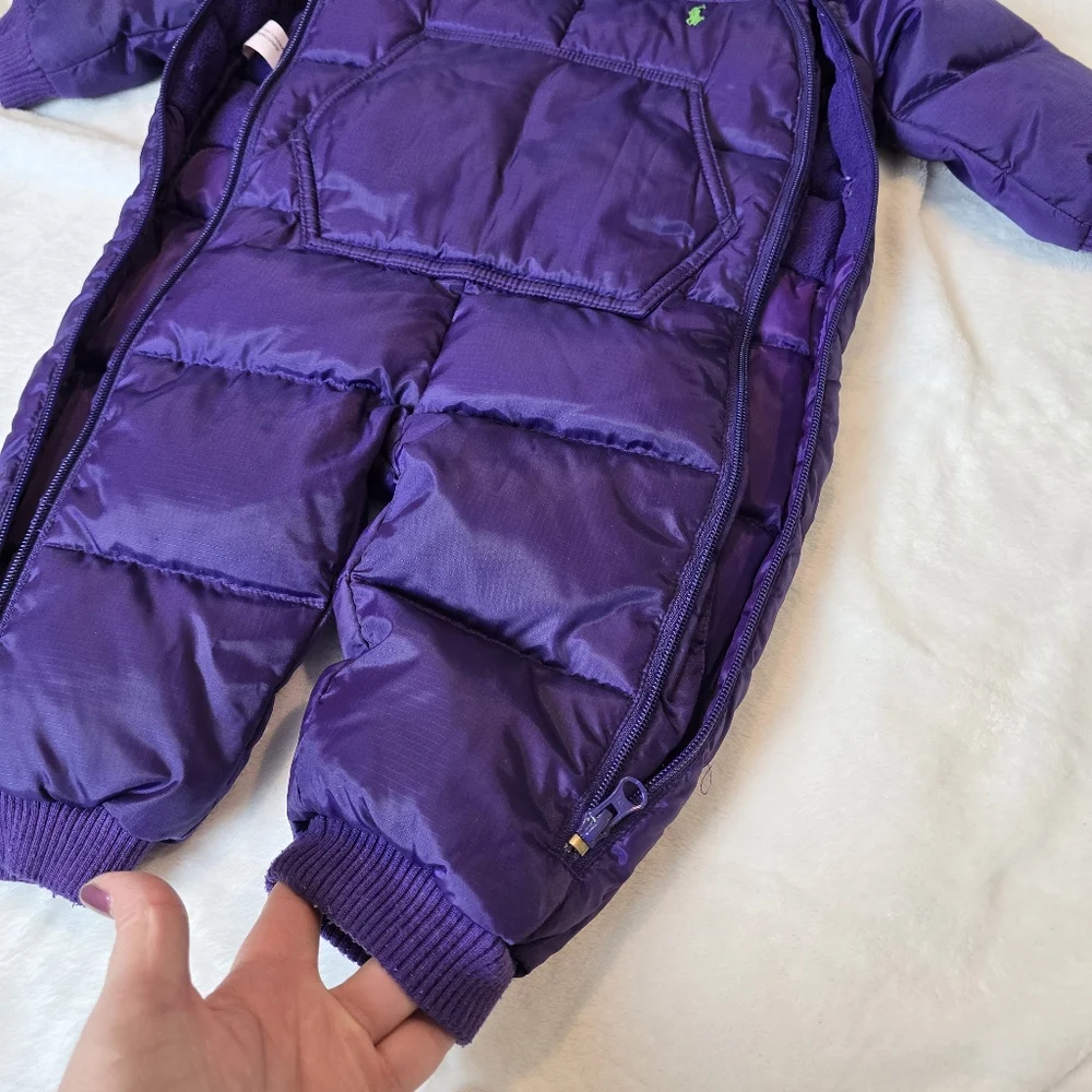Polo Ralph Lauren Infant Puffer Down Filled Snowsuit Bunting Purple 12 months
